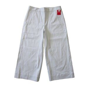 NWT SPANX 20479Q Cropped Wide Leg in White Pull-on Shaping Pants L Petite